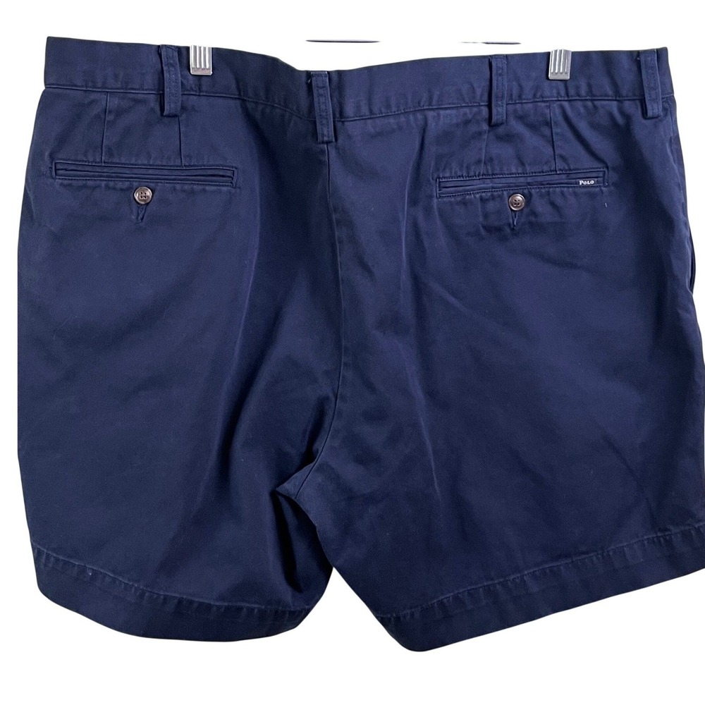 Polo By Ralph Lauren Navy Blue Chino Flat Front Shorts Preppy Classic Size 42 - Picture 3 of 7